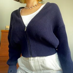 ❣️SOLD❣️COS Rib Knit Navy Blue Chunky Cardigan